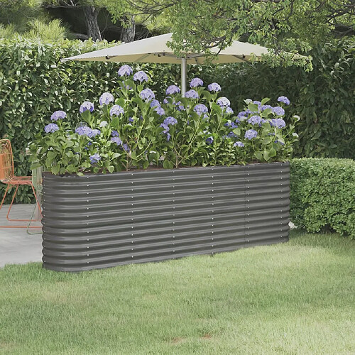 vidaXL Lit surélevé de jardin Acier enduit de poudre 224x40x68 cm gris