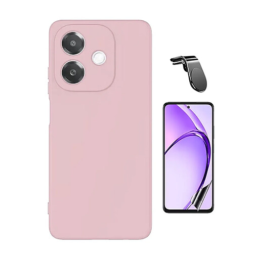 Kit De Film Hydrogel À Coque Complète Avant + Coque En Silicone Liquide + Support Magnétique L Phonecare Pour Oppo A40 - Rose