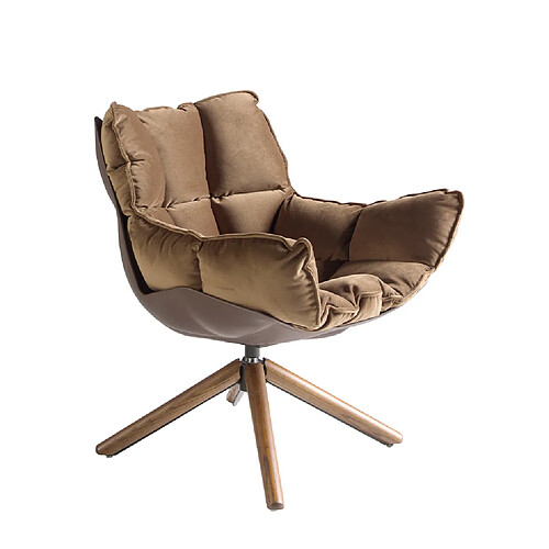 Angel Cerda Fauteuil pivotant en velours marron