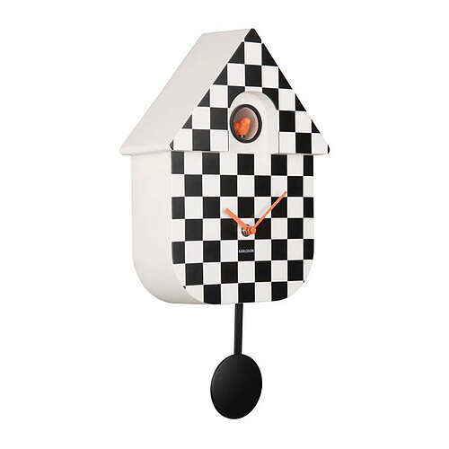 Karlsson Horloge murale moderne Cuckoo Checker noir et blanc.