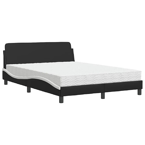 Vidaxl Lit avec matelas noir et blanc 140x190 cm similicuir