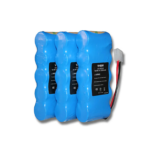 vhbw 3x Ni-MH Batterie 2000mAh (6V) pour outils Somfy K8, Somfy K10, Somfy K12 comme Bosch 9 500 005, 9000163, FD252/10.