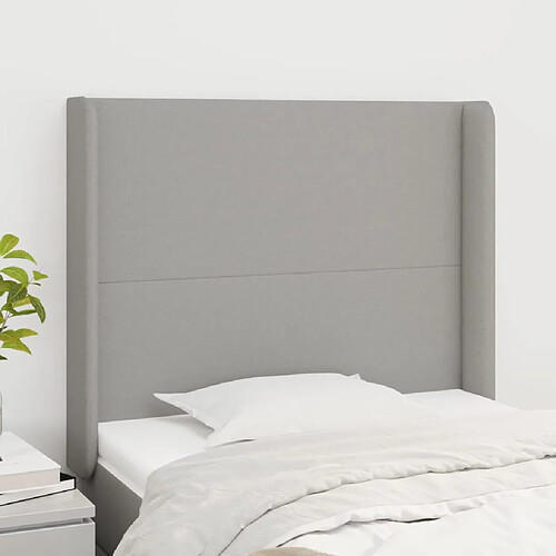 vidaXL Tête de lit avec oreilles Gris clair 83x16x118/128 cm Tissu