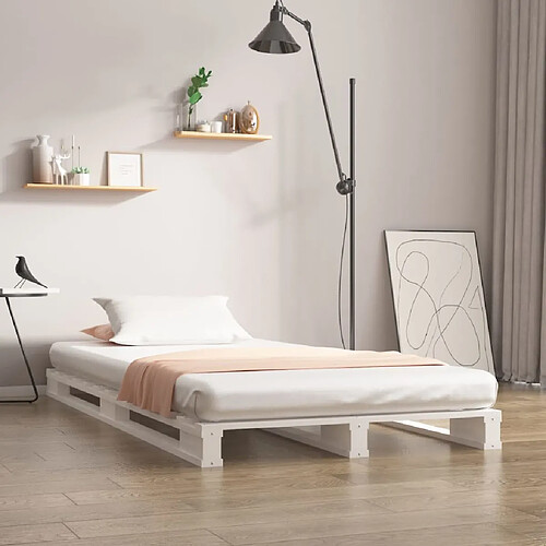 vidaXL Lit de palette sans matelas blanc bois massif