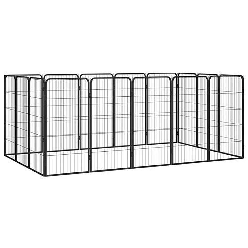 vidaXL Parc pour chien 16panneaux Noir 50x100cm Acier enduit de poudre