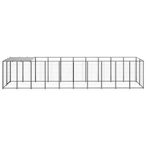 Helloshop26 Chenil extérieur cage enclos parc animaux chien 6,05 m² 110 cm acier noir 02_0000546