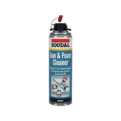 Soudal Nettoyant mousse PU fraiche et pistolet à base de solvant à visser aérosol de 500ml