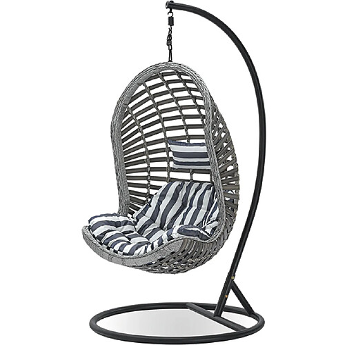 ICONIK INTERIOR Fauteuil balancelle suspendu de jardin Design Boho Bali Egg style en rotin synthétique - Delsin Gris