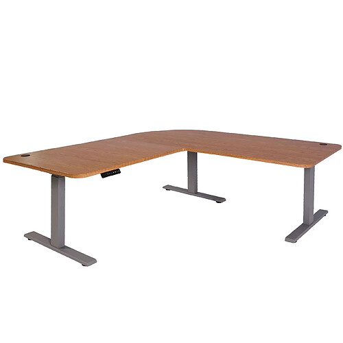 Decoshop26 Bureau d'angle table d'ordinateur réglable en hauteur électriquement 178 x 178 cm structure gris 04_0006033