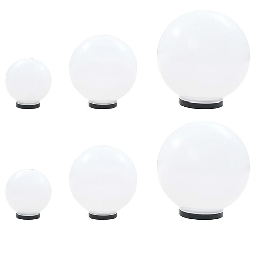 vidaXL 6 pcs Jeu de lampe boule à LED PMMA sphérique 20/30/40 cm