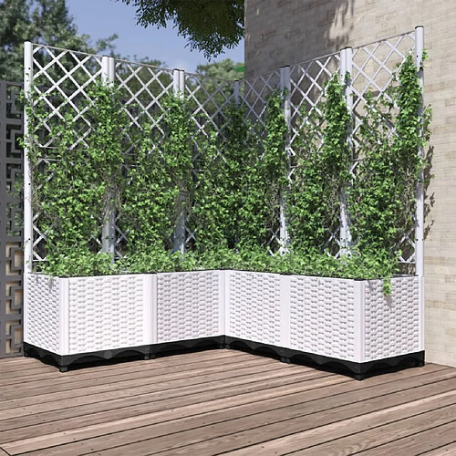 vidaXL Jardinière avec treillis Blanc 120x120x136 cm PP