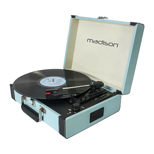 Malette tourne-disques - BT/USB/SD/FONCTION ENREGISTREMENT - Bleu - MADISON RETROCASE-CR