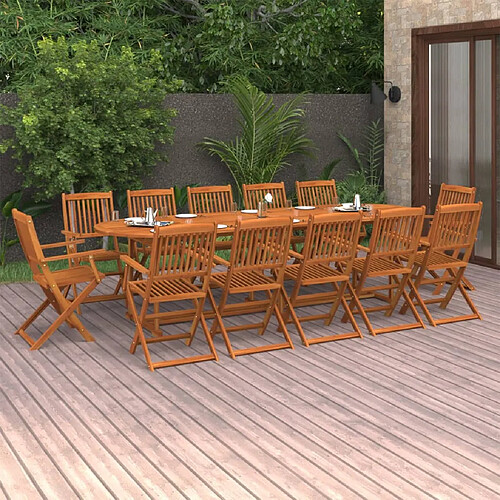 vidaXL Ensemble à manger de jardin 13 pcs 280x90x75 cm bois d'acacia