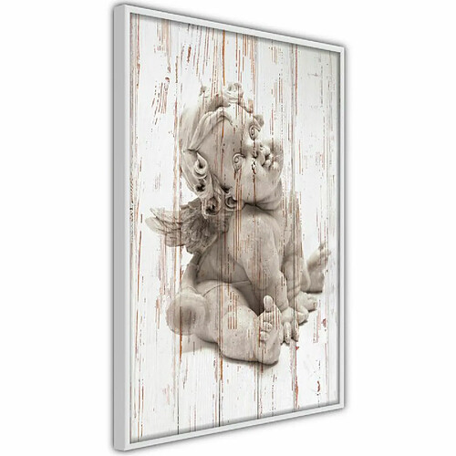 Paris Prix Affiche Murale Encadrée Winged Baby 30 x 45 cm Blanc