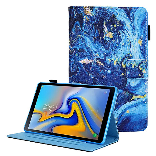 Etui en PU + TPU avec support et porte-carte Vague d'or bleu pour votre Samsung Galaxy Tab A8 10.5 2021 SM-X200/X205