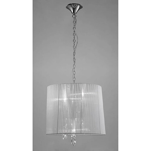 Luminaire Center Suspension Tiffany 3+3 Ampoules E14+G9, chrome poli avec Abat jour blanc & cristal transaparent