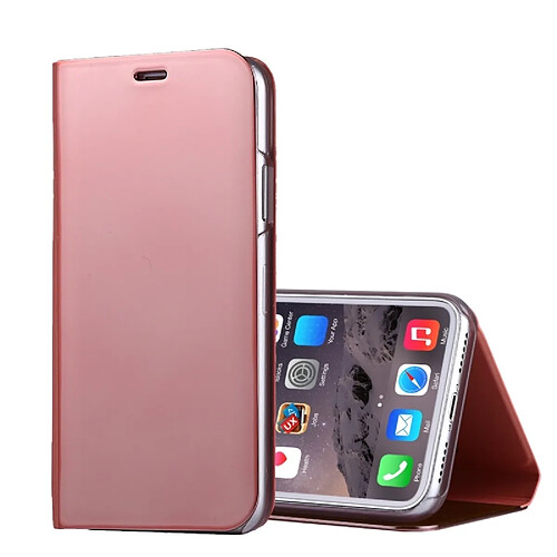 Wewoo Coque or rose pour iPhone X galvanoplastie miroir horizontale flip étui en cuir avec support