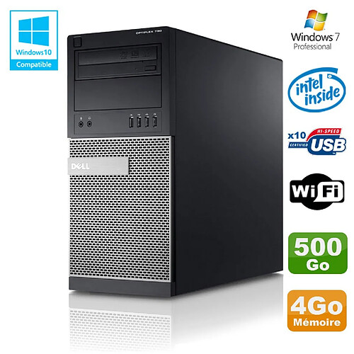 PC Tour Dell Optiplex 790 Intel G630 2,7Ghz 4Go Disque 500Go DVD WIFI Win 7 · Occasion