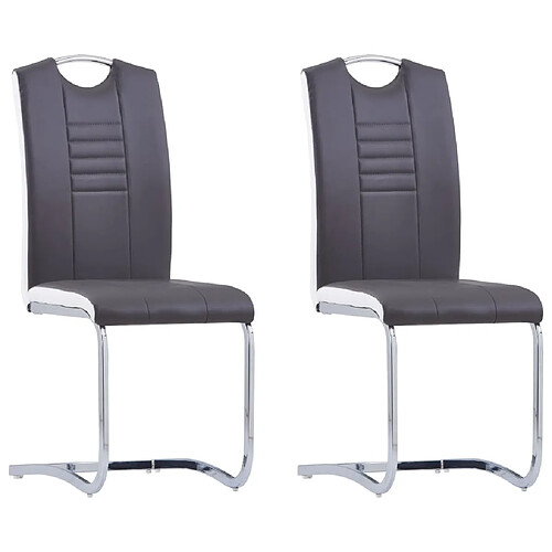 vidaXL Chaises à manger cantilever lot de 2 gris similicuir