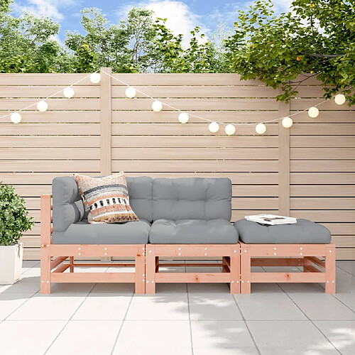 vidaXL Salon de jardin 3 pcs avec coussins bois massif douglas