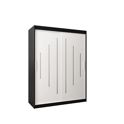 Abiks Meble Armoire YORK À Portes Coulissantes 200/150/62 2 Portes (Noir/Blanc)