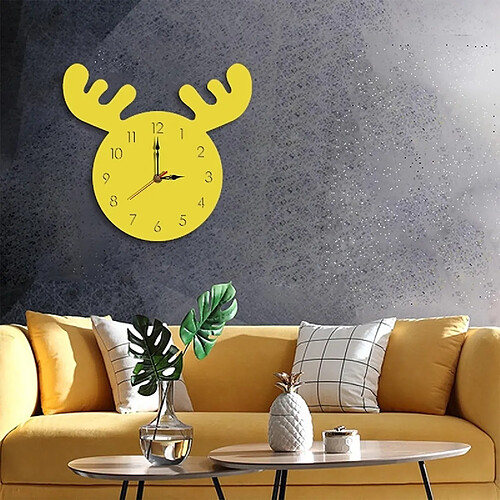 Wewoo Horloge murale décorative de salon en forme de tête de cerf jaune