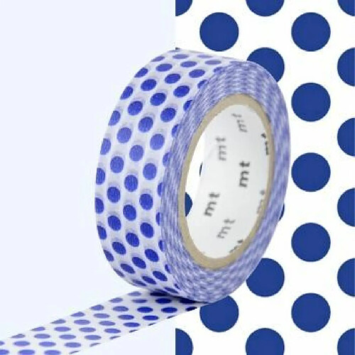 Masking tape à pois - Bleu foncé - 1,5 cm x 7 m