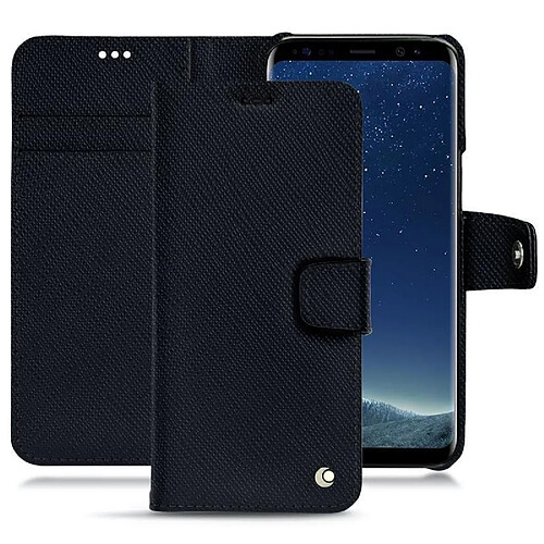 Housse cuir Samsung Galaxy S8+ - Rabat portefeuille - Noir élégant ( Noir / Black ) - NOREVE