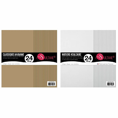 Sultane A 48 papiers Scrapbooking Calcaire + Havane - 300g/ m²