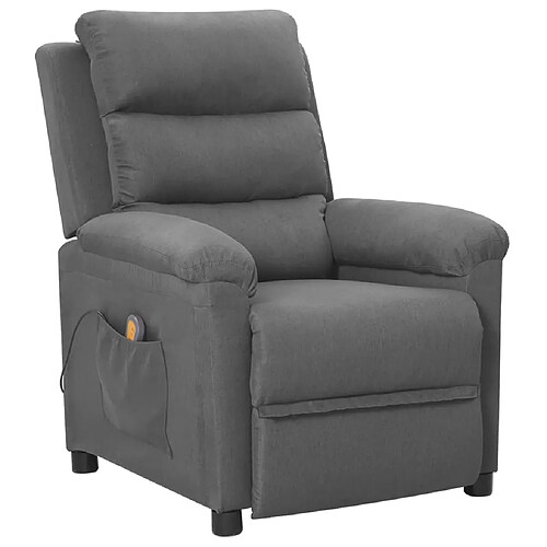 vidaXL Fauteuil de massage Gris clair Tissu