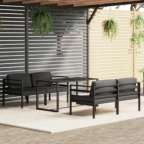 vidaXL Salon de jardin 5 pcs avec coussins Aluminium Anthracite