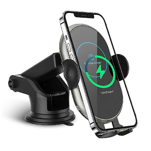 Chrono Chargeur de voiture sans fil, support de téléphone de voiture à charge rapide Qi 10 W/7,5 W/5 W, support de téléphone de voiture à serrage automatique compatible pour iPhone 12/12 Pro/SE/11/XR/X/8, Samsung S20/Note 10+/S10/ S9/S8 (noir)