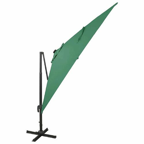 Maison Chic Parasol Jardin | Parasol déporté avec mat et lumières LED Vert 300 cm - GKD87399