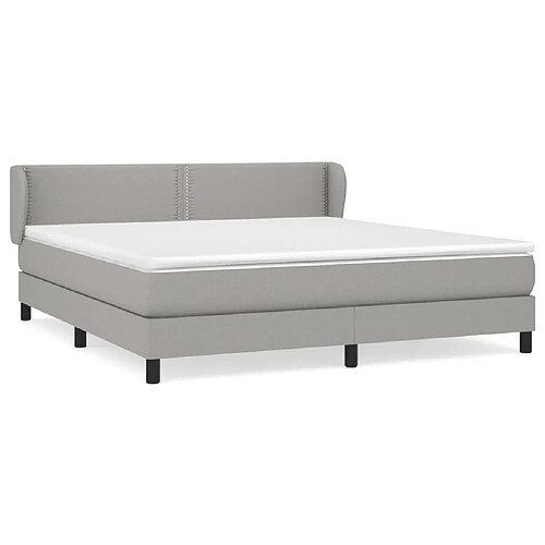 Maison Chic Structures de lit + matelas,Lit à sommier tapissier avec matelas Gris clair 160x200cm Tissu -MN32053