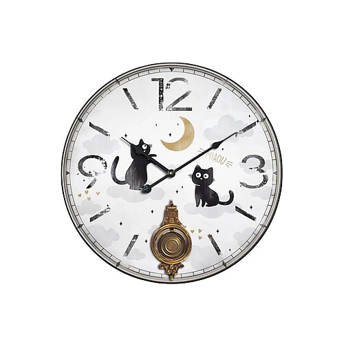 Home Edelweiss Horloge avec balancier Chats 58 cm Deux chats.