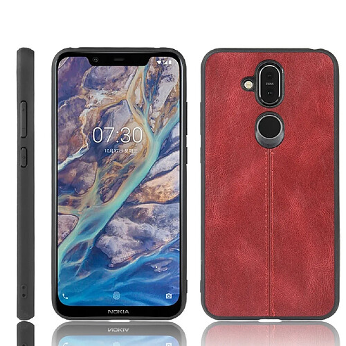 Wewoo Coque Pour Nokia 8.1 / X7 antichoc couture peau de vache motif PC + PU + TPU rouge