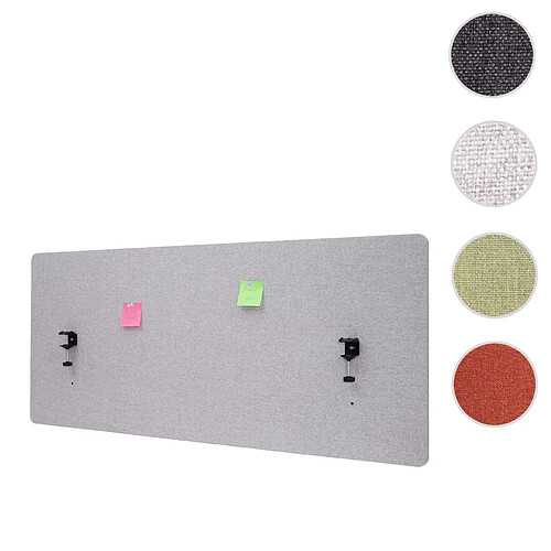 Mendler Paroi de séparation acoustique HWC-G75, Protection visuelle pour bureau, panneau, tissu ~ 140x60cm, gris