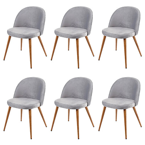 Decoshop26 Lot de 2 chaises de salle à manger tissu velours gris clair en bois style rétro 04_0002118