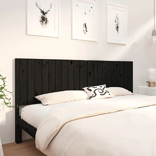 Maison Chic Tête de lit scandinave pour lit adulte,Meuble de chambre Noir 205,5x4x100 cm Bois massif de pin -MN21599