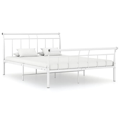 Maison Chic Lit adulte - Lit simple Cadre de lit,Structure du lit Contemporain Blanc Métal 140x200 cm -MN36224