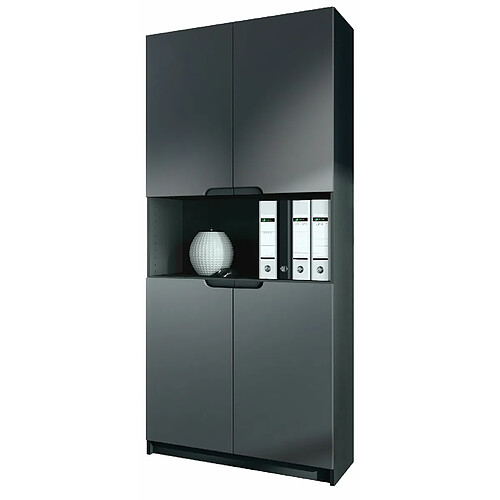 Mpc Armoire De Bureau Noir Mat Et Graphite Satiné (lxhxp) : 82 X 184 X 37