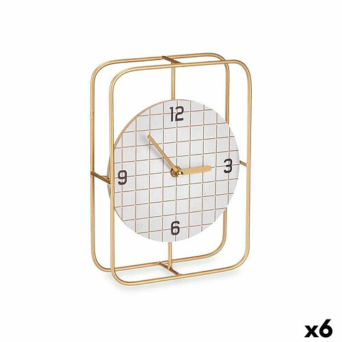 Gift Decor Horloge de table Vérifié Noir Métal Bois MDF 18,5 x 25,5 x 6 cm (6 Unités)