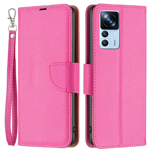 Etui en PU texture litchi, antichoc, fermoir magnétique avec support pour votre Xiaomi 12T 5G/12T Pro 5G - rose