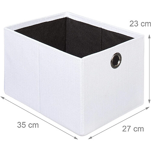 Helloshop26 Tabouret coffre de rangement pliant en lin blanc 13_0002779