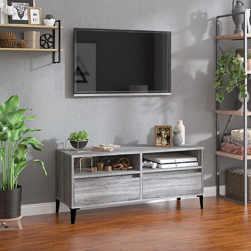 Maison Chic Meuble TV scandinave gris - Banc TV pour salon Sonoma 100x34,5x44,5 cm bois d'ingénierie -MN35823