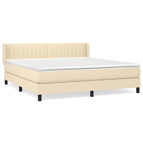 Maison Chic Lit adulte- Lit + matelas,Sommier à lattes de lit avec matelas Crème 180x200 cm Tissu -GKD61969