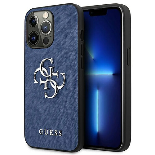 Guess Maroquinerie guess guhcp13lsa4gsbl iphone 13 pro / 13 6.1 "etui rigide bleu / bleu saffiano 4g logo en metal