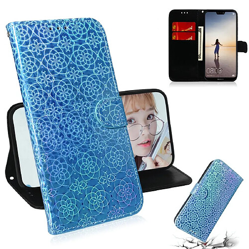 Wewoo Housse Coque Pour Huawei P20 Lite / Nova 3e Couleur unie Boucle magnétique colorée Flip horizontal en cuir PU avec support et fentes cartes et portefeuille et lanière bleu