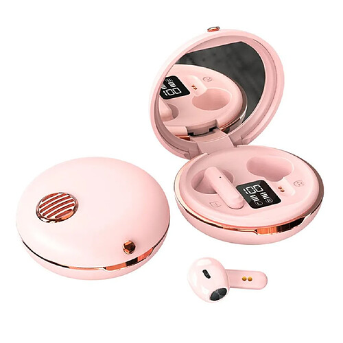 Yonis Ecouteurs Bluetooth TWS HiFi Miroir Rose