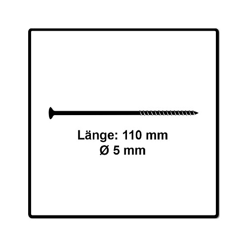 Fischer Power-Fast II FPF II Vis à bois aggloméré 5,0x110 mm, 50 pcs., tête fraisée, empreinte Torx, filetage partiel, zingué et passivé bleu ( 670673 )